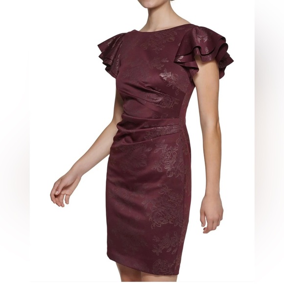 JESSICA HOWARD Women’s Printed Side-Tuck Sheath Dress Size 18 Wine Maroon NWT - Picture 1 of 8